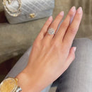 Stylishwe 4.0ct Cushion Halo Engagement Ring in Sterling Silver