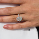 Stylishwe 4.0ct Cushion Halo Engagement Ring in Sterling Silver