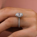 Stylishwe 4.0ct Cushion Halo Engagement Ring in Sterling Silver