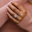 Stylishwe 4.0ct Cushion Halo Engagement Ring in Sterling Silver