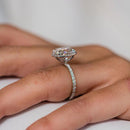 Stylishwe 4.0ct Cushion Halo Engagement Ring in Sterling Silver
