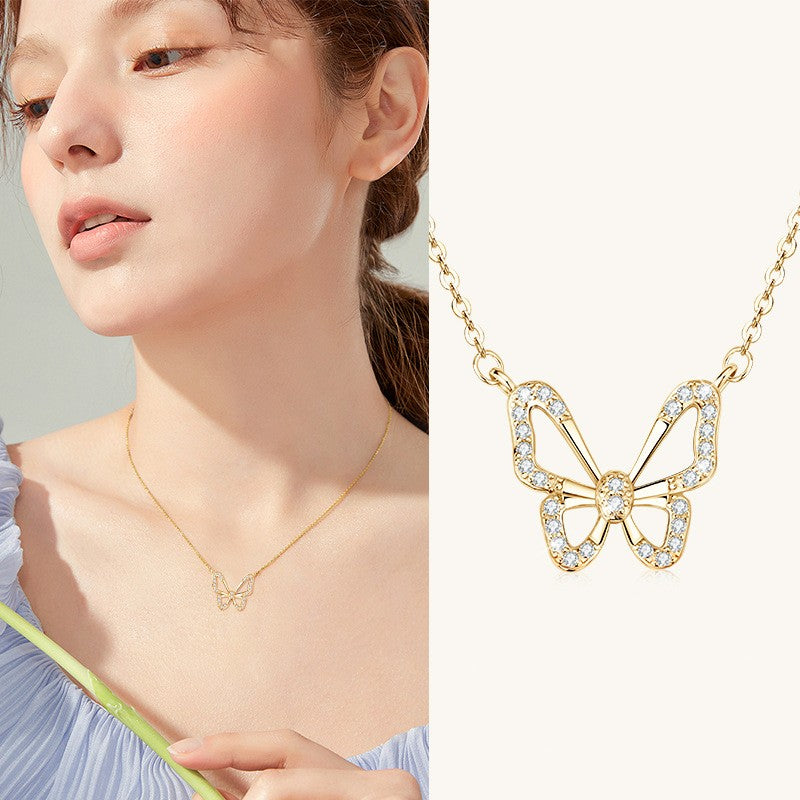 Stylishwe   可愛いバタフライデザイン イエローゴールド  ペンダント ネックレス