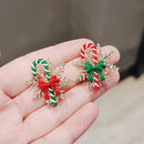 Stylishwe   クリスマス 杖 リボン付き スノーデザイン  ブローチ２色