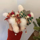Stylishwe   クリスマス ふかふか チェック柄リボン付きドロップ バンスクリップ 3色