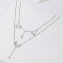 Stylishwe   スターとムーンデザイン パール ２連  ペンダント ネックレス