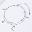 Stylishwe スターとムーン２連 スターリングシルバー レディースブレスレット
