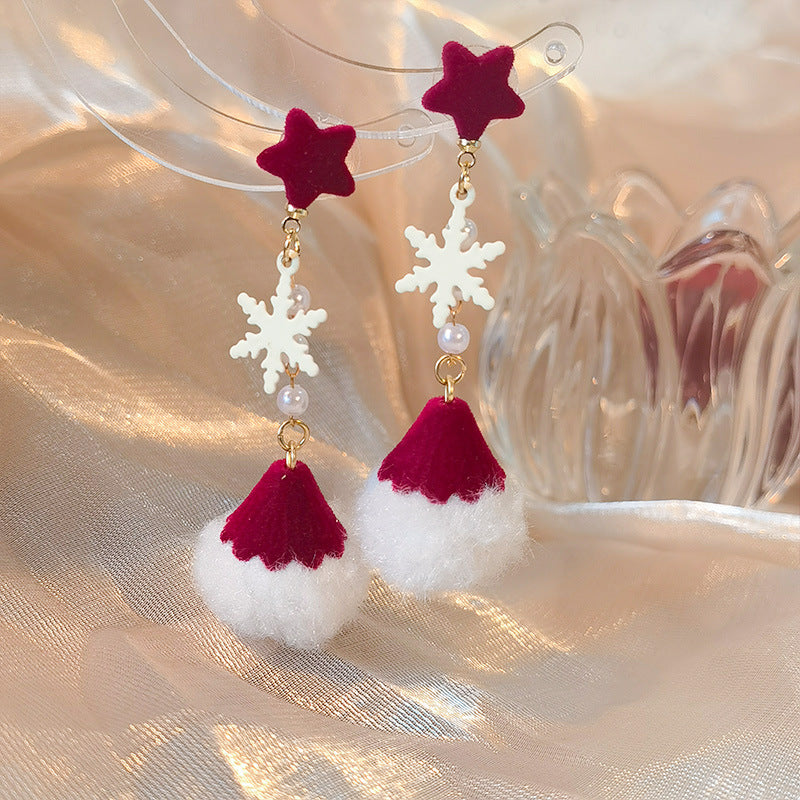 Stylishwe   クリスマス スノー デザイン ふわふわ 可愛い ピアス