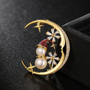 Stylishwe   クリスマス 可愛い スノーマンとムーン デザイン ブローチ