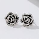 Stylishwe  エレガントカメリア ホワイトゴールド スタッド ピアス