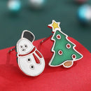 Stylishwe   クリスマスツリー とスノーマン デザイン スターリングシルバー ピアス