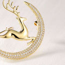 Stylishwe   クリスマス おしゃれ ヘラジカとムーン デザイン ブローチ