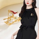 Stylishwe   クリスマス パール スノーマン そり 可愛い ブローチ