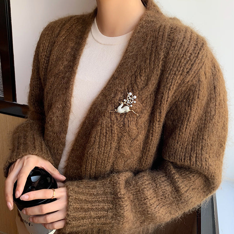 Stylishwe   クリスマス エレガント パールヘラジカ ブローチ