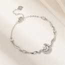 Stylishweスターとムーンデザイン ホワイトゴールド レディースブレスレット