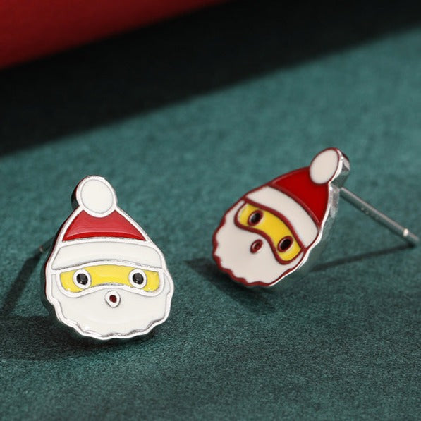 Stylishwe   クリスマス サンタクロースデザイン スターリングシルバー ピアス