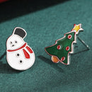 Stylishwe   クリスマスツリー とスノーマン デザイン スターリングシルバー ピアス