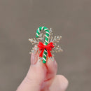 Stylishwe   クリスマス 杖 リボン付き スノーデザイン  ブローチ２色