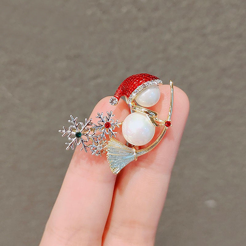 Stylishwe   クリスマス パール スノーマン ブローチ