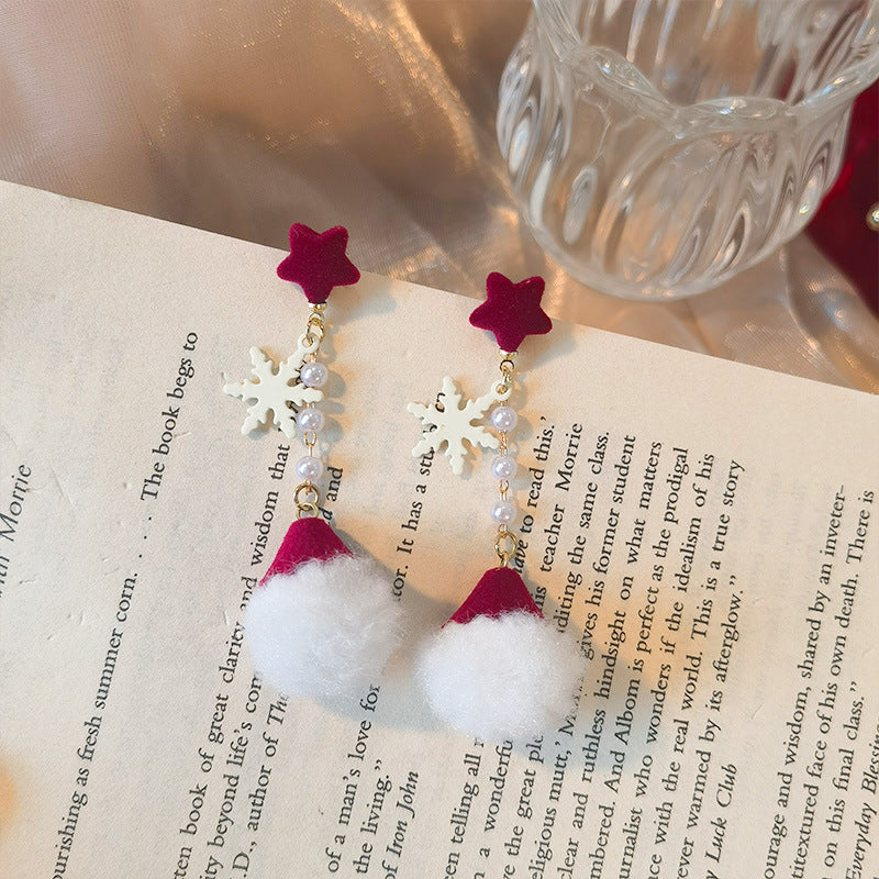 Stylishwe   クリスマス スノー デザイン ふわふわ 可愛い ピアス