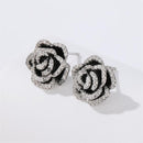 Stylishwe  エレガントカメリア ホワイトゴールド スタッド ピアス