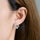 Stylishwe 4葉のクローバーデザイン モアサナイト スタッド ピアス