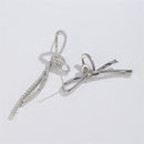 Stylishwe  非対称 リボンデザイン ホワイトゴールド  ピアス