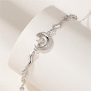 Stylishweスターとムーンデザイン ホワイトゴールド レディースブレスレット