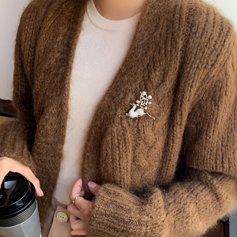 Stylishwe   クリスマス エレガント パールヘラジカ ブローチ