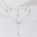 Stylishwe   スターとムーンデザイン パール ２連  ペンダント ネックレス