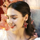 Stylishwe   クリスマス くまちゃんデザイン ボヘミアン風 ピアス