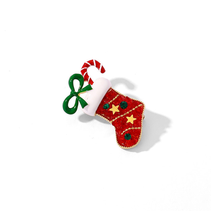Stylishwe   クリスマス ソックスデザイン可愛い ブローチ