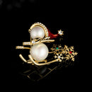 Stylishwe   クリスマス パール スノーマン そり 可愛い ブローチ