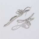 Stylishwe  非対称 リボンデザイン ホワイトゴールド  ピアス