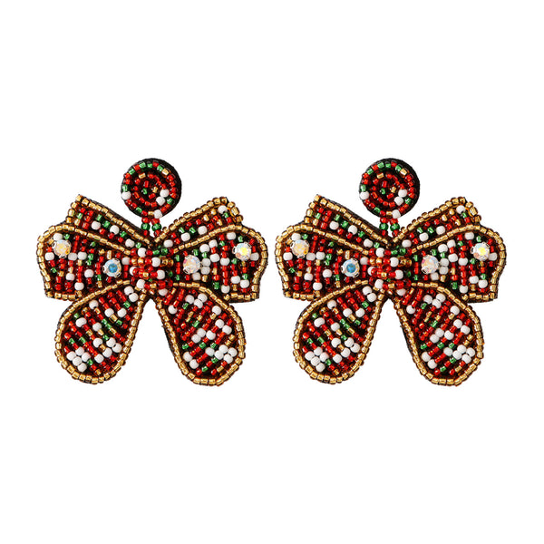 Stylishwe   クリスマスリ ボンデザイン ボヘミアン風 ピアス