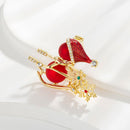 Stylishwe   クリスマス パール スノーマン そり 可愛い ブローチ