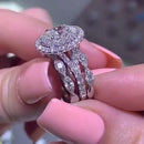 Stylishwe  2.0カラットエレガント  ホワイトゴールド オーバルカット指輪セット