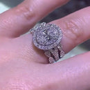 Stylishwe  2.0カラットエレガント  ホワイトゴールド オーバルカット指輪セット