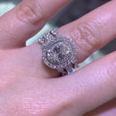 Stylishwe  2.0カラットエレガント  ホワイトゴールド オーバルカット指輪セット