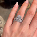 Stylishwe  4.0カラット ホワイトゴールド クッションカット指輪セット