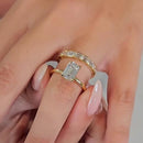 Stylishwe  3.5カラット オシャレ イエローゴールド エメラルドカット 指輪セット