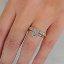 Stylishwe  3.5カラット オシャレ イエローゴールド エメラルドカット 指輪セット