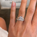 Stylishwe  4.5カラット ゴージャス クッションカット スターリングシルバー 3PC指輪セット