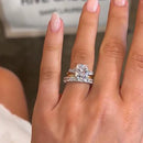 Stylishwe  4.5カラット ゴージャス クッションカット スターリングシルバー 3PC指輪セット