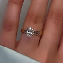 Stylishwe  1.5カラット オーバルカット スターリングシルバー 指輪セット