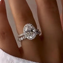 Stylishwe  3.0カラット  ホワイトゴールド オーバルカット指輪セット