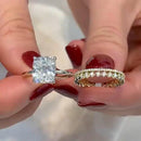 Stylishwe  3.0カラット  イエローゴールド クッションカット 指輪セット