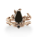 Stylishwe  2.5カラット ブラックストーン  コフィンカット指輪セット