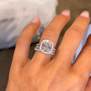 Stylishwe  3.0カラット ホワイトゴールド クッションカット 3PC指輪セット