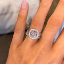 Stylishwe  3.0カラット ホワイトゴールド クッションカット 3PC指輪セット