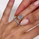 Stylishwe  3.5カラット 可愛くて上品 イエローゴールド クッションカット 指輪セット